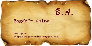 Bogár Anina névjegykártya